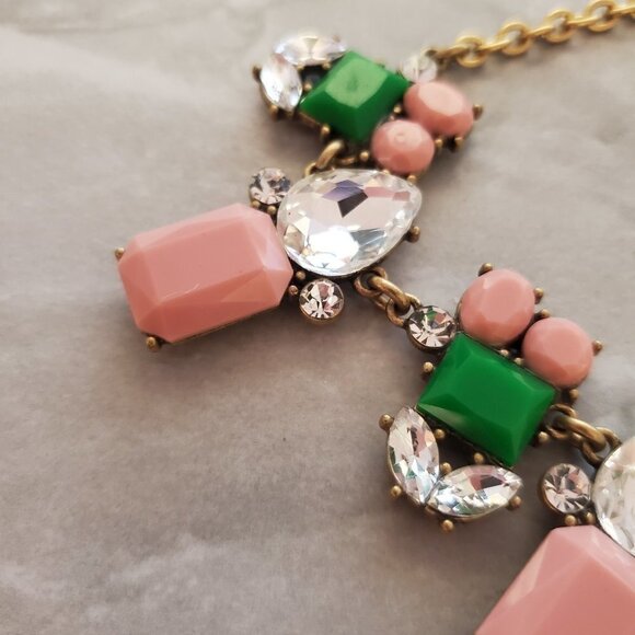🎀 J.Crew Pastel Kelly Green Rhinestones Crystal Clusters Enamel Statement 🎀 - Picture 9 of 12
